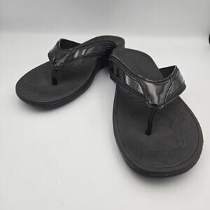 Dr. Scholls Black Patent Flip Flop Sandals, Women's Size 9